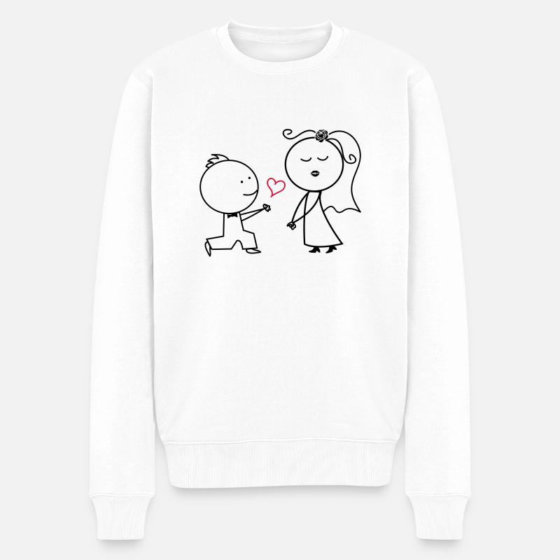 ehepaar_antrag_002 - Männer Premium Bio Pullover - Weiß