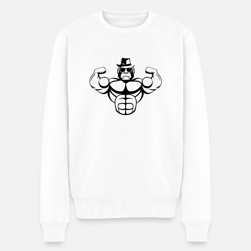 strong_gorilla_001 - Männer Premium Bio Pullover - Weiß