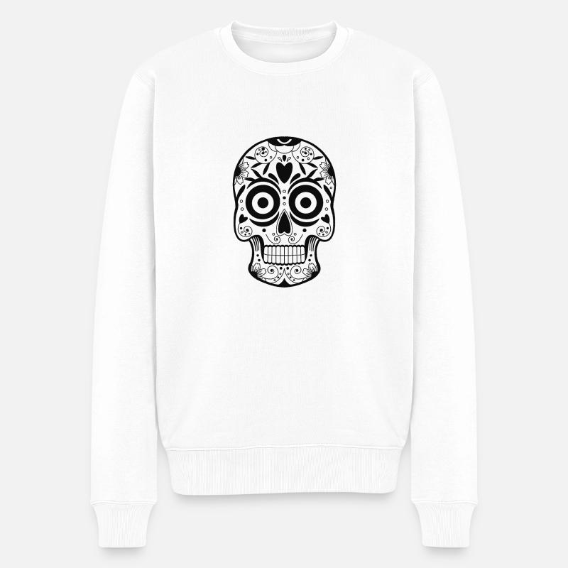 Mexikanischer Schädel - Männer Premium Bio Pullover - Weiß