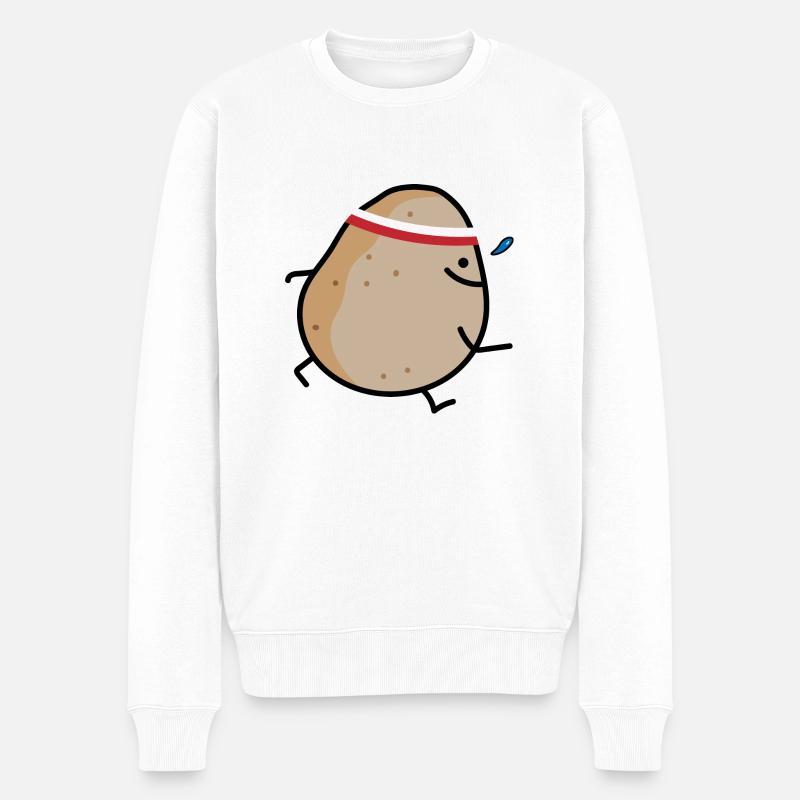 Rennende Kartoffel - Männer Premium Bio Pullover - Weiß