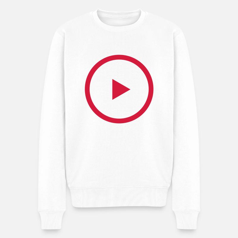 PLAY BUTTON - Männer Premium Bio Pullover - Weiß