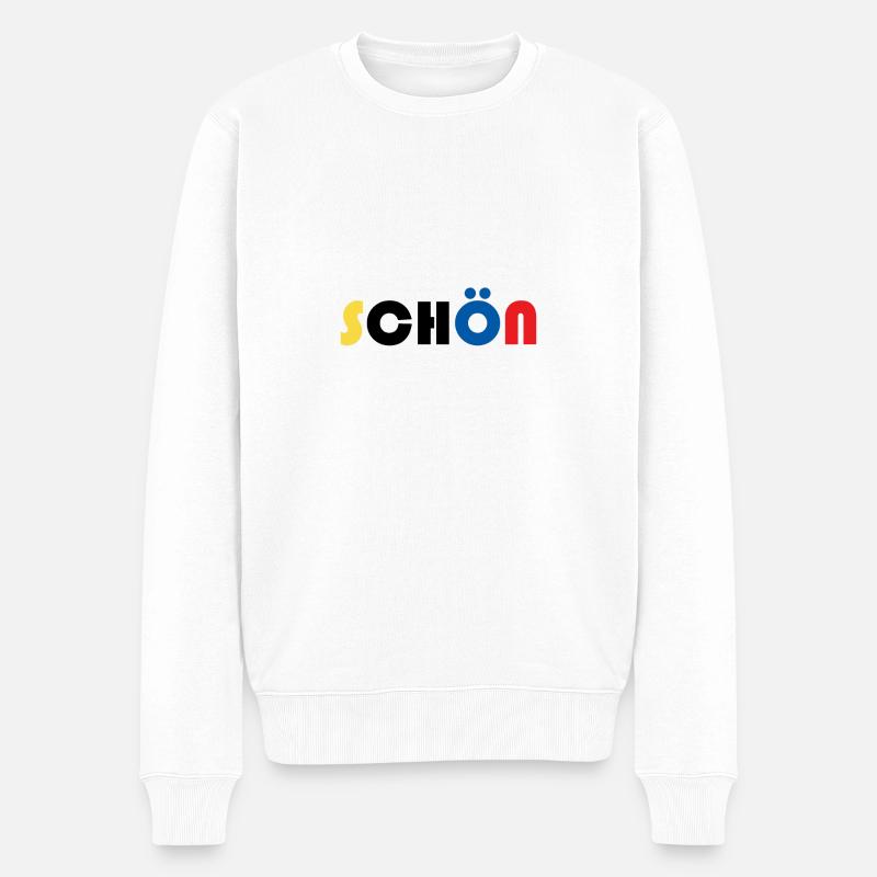 Schoen Bauhaus Farben Grafik - Männer Premium Bio Pullover - Weiß