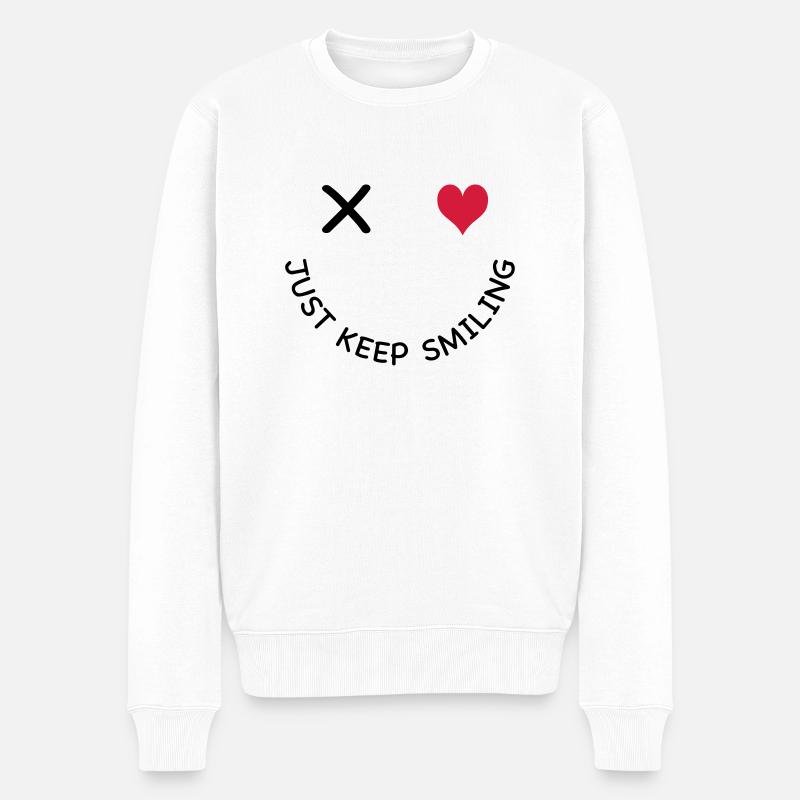 Lächeln - Männer Premium Bio Pullover - Weiß