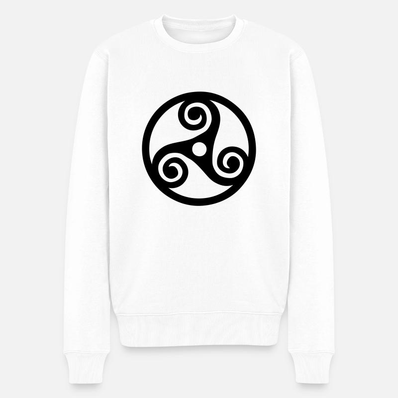 Bretonische Triskell-Symbol-Emblemregion - Männer Premium Bio Pullover - Weiß
