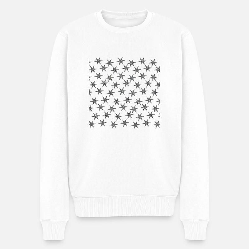 Sterne Sandoptik grau silber - Männer Premium Bio Pullover - Weiß