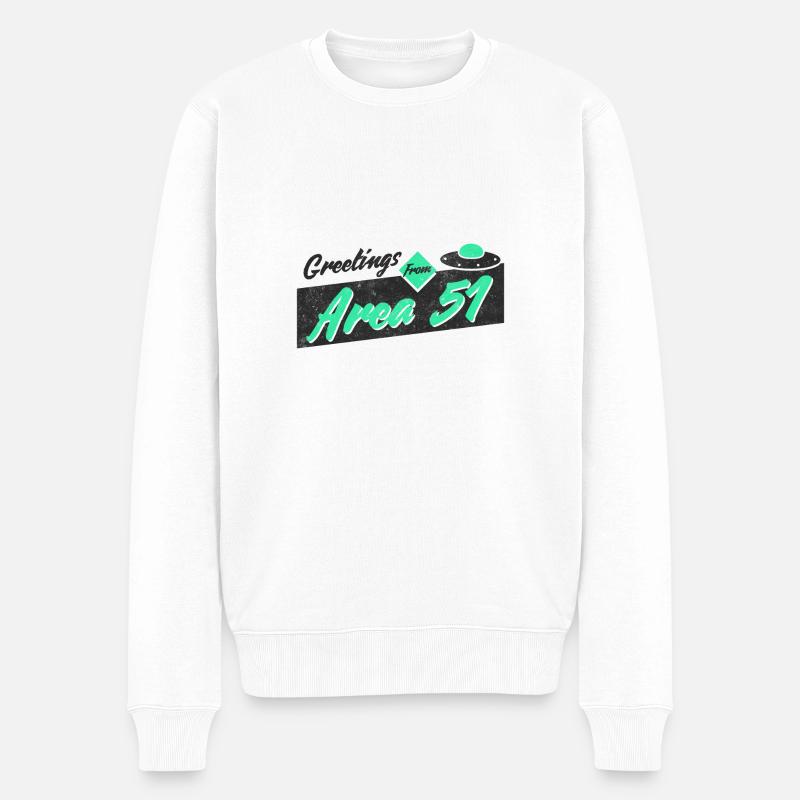 Grüße aus dem Bereich 51 - Männer Premium Bio Pullover - Weiß