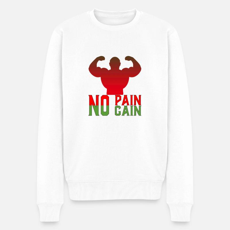 No Pain No Gain - Männer Premium Bio Pullover - Weiß