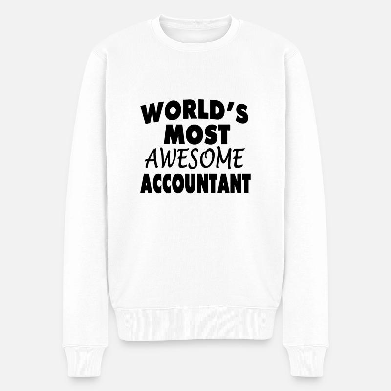 Black Design World s Most Awesome Accountant - Männer Premium Bio Pullover - Weiß