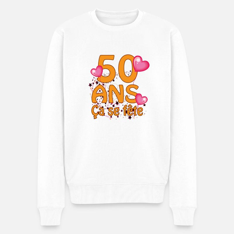 50 ans - Pull Premium bio Homme - blanc