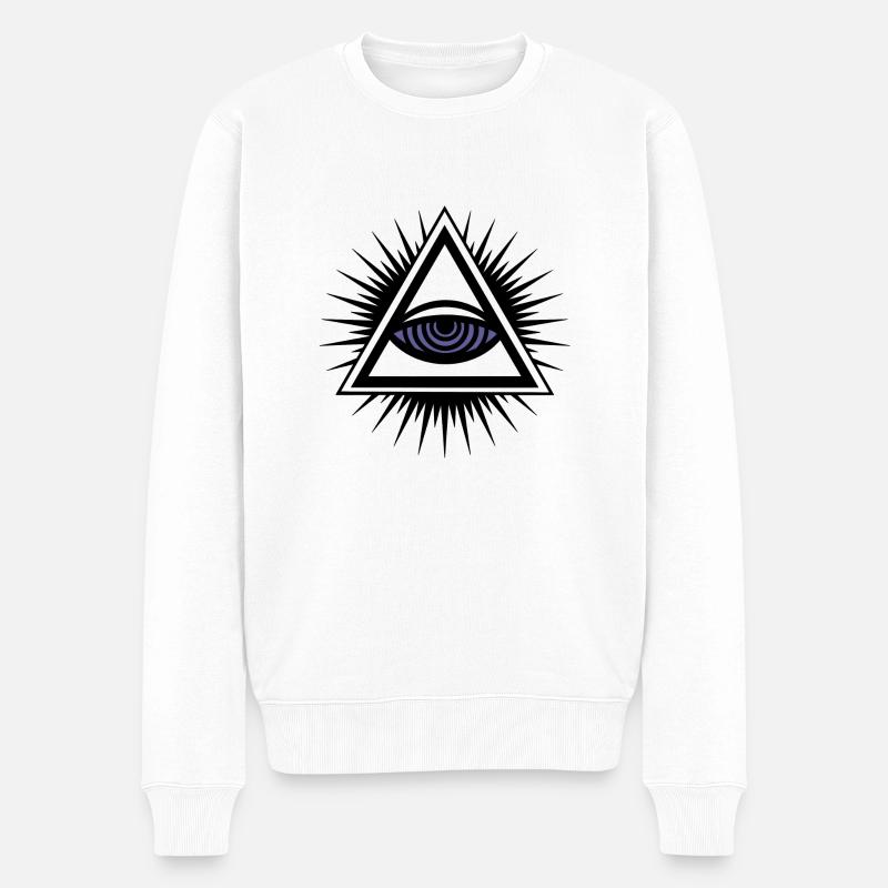 Oeil Illuminati - Pull Premium bio Homme - blanc