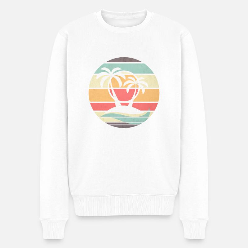 Retro Strand - Männer Premium Bio Pullover - Weiß