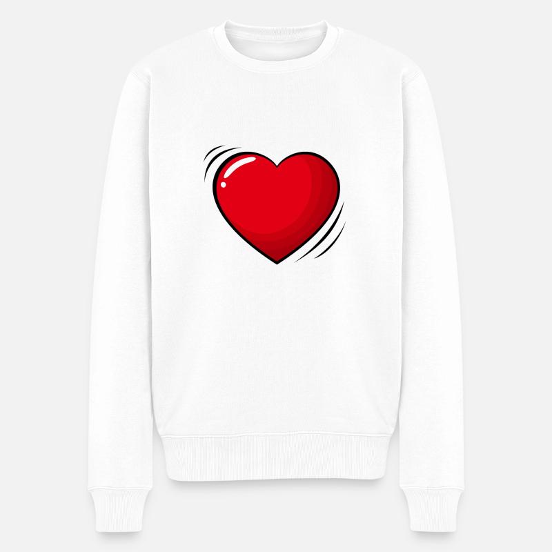 Großes rotes Herz - Männer Premium Bio Pullover - Weiß