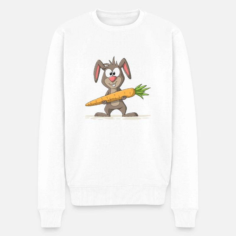Lapin doux avec carotte - Pull Premium bio Homme - blanc