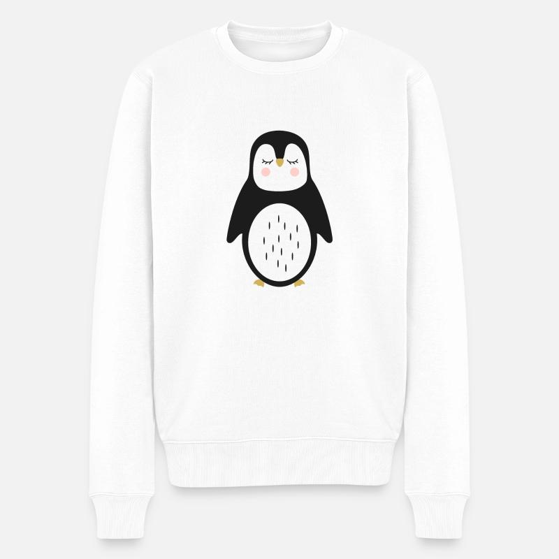 Pingouin Pingu yeux endormis - Pull Premium bio Homme - blanc