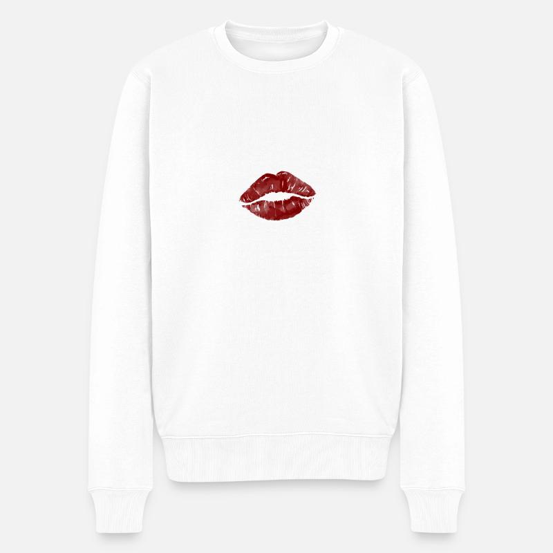Lippenstift - Männer Premium Bio Pullover - Weiß