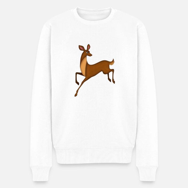 Reh - Männer Premium Bio Pullover - Weiß