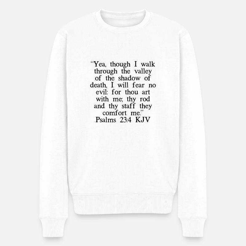 Psaumes 23: 4 LSG - Pull Premium bio Homme - blanc