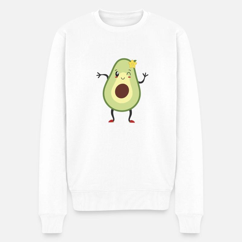 Fille avocat avec fleur dans les cheveux - Pull Premium bio Homme - blanc