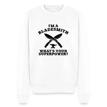Ich bin ein Klingenschmied, was deine Supermacht ist. B. - Männer Premium Bio Pullover - Weiß - Vorne - Thijin (182cm)