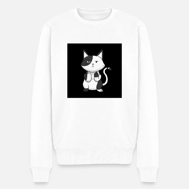 Doigt du milieu du chat - Pull Premium bio Homme - blanc