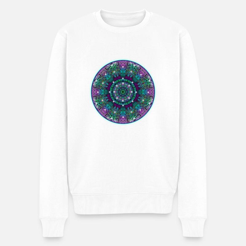Mandala 2 - Männer Premium Bio Pullover - Weiß