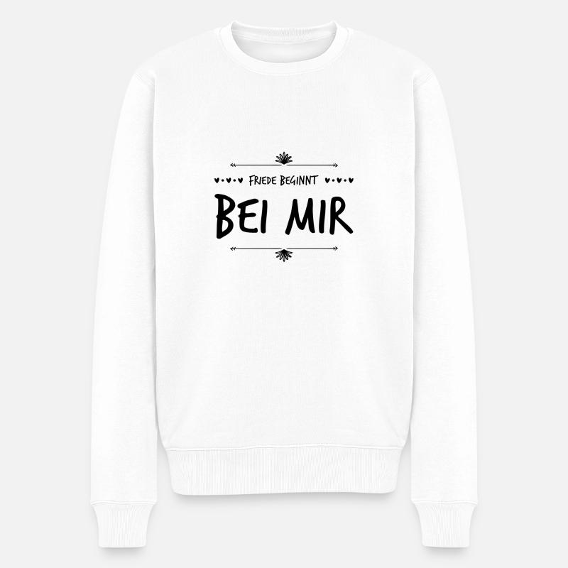 Friede beginnt bei mir - Männer Premium Bio Pullover - Weiß