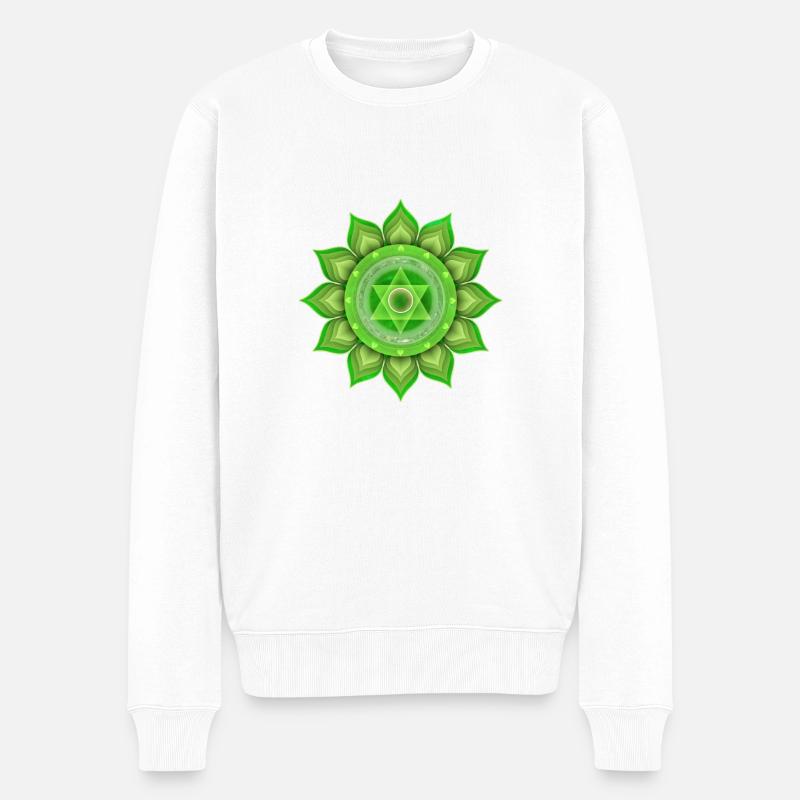 Herzchakra, Anahata - Männer Premium Bio Pullover - Weiß