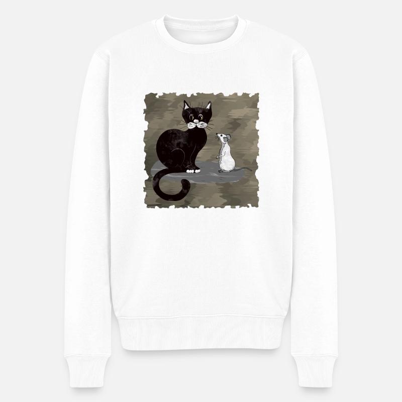 Katz 'und Maus - Männer Premium Bio Pullover - Weiß
