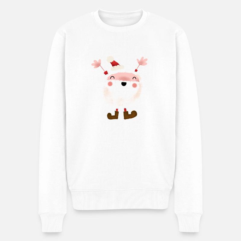 HAPPY SANTA - Männer Premium Bio Pullover - Weiß