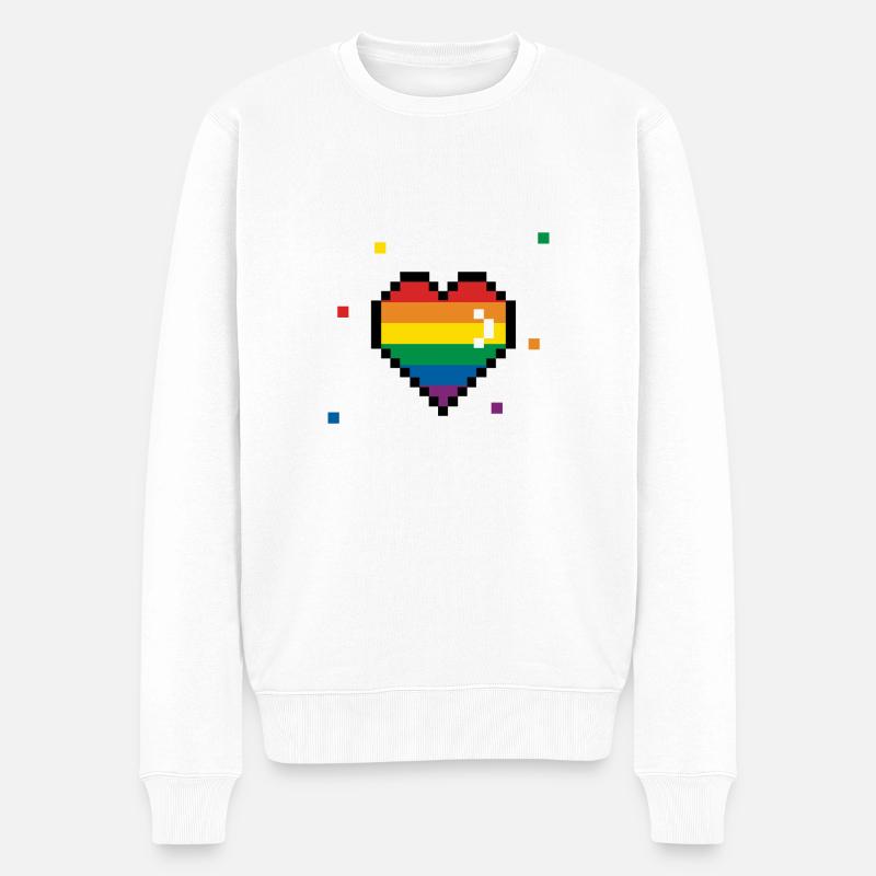 Pride Heart 90s - Männer Premium Bio Pullover - Weiß