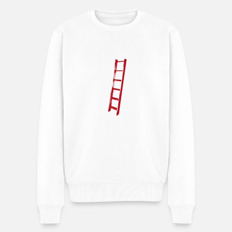 leiter rot Feuerwehrleiter - Männer Premium Bio Pullover - Weiß