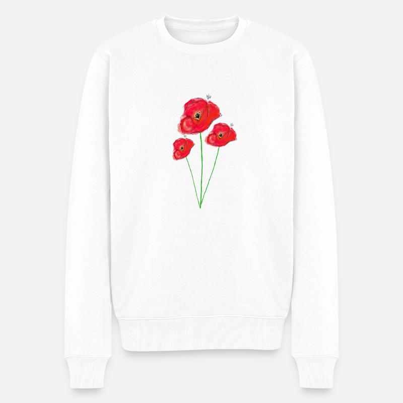 Bouquet coquelicots peinture - Pull Premium bio Homme - blanc