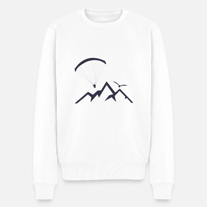 Paragliding Mountains Geschenkidee - Männer Premium Bio Pullover - Weiß