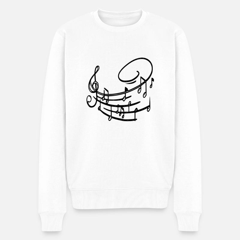 Notes de musique black peppy - Pull Premium bio Homme - blanc