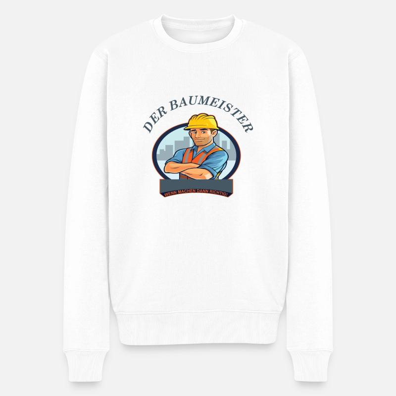 Der Baumeister Geschenk für Hausbauer - Männer Premium Bio Pullover - Weiß