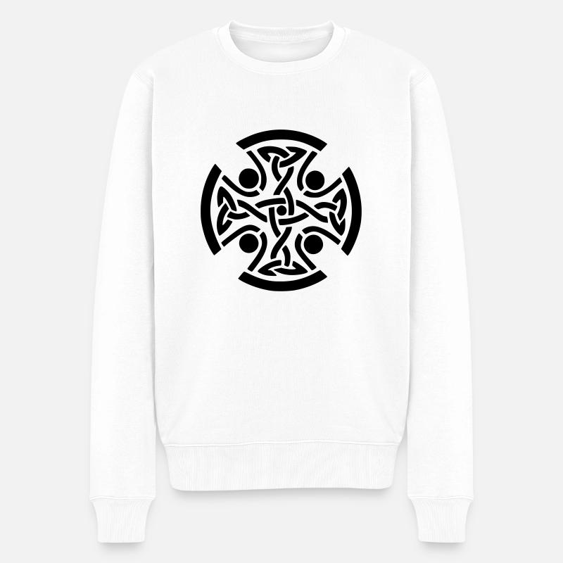 ancient celtic symbol drawing printdesign - Männer Premium Bio Pullover - Weiß