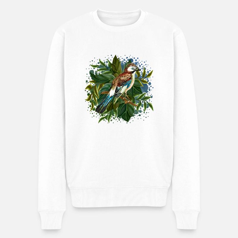 Bunter Vogel - Männer Premium Bio Pullover - Weiß