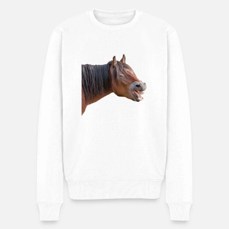 Lachen - Männer Premium Bio Pullover - Weiß
