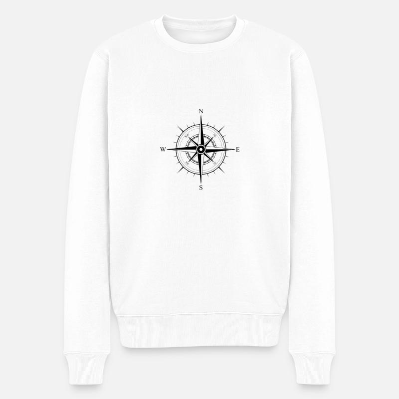 Compass - Männer Premium Bio Pullover - Weiß