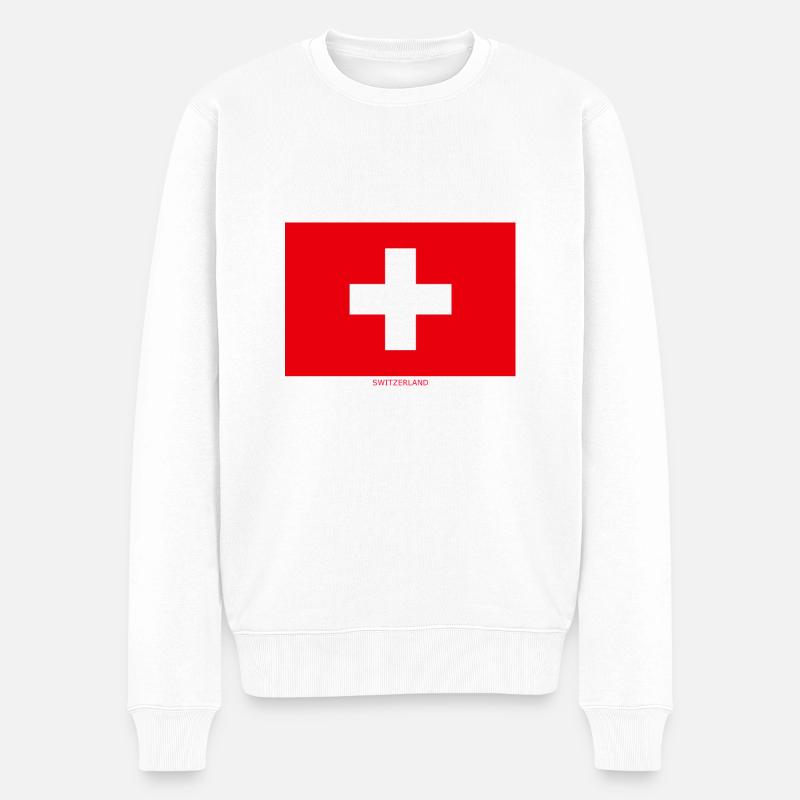 SWITZERLAND FLAG - Männer Premium Bio Pullover - Weiß