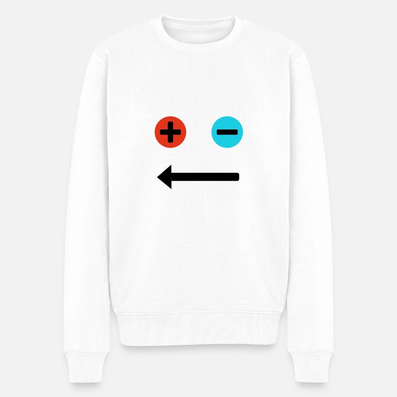 Plus- und Minusgesicht - Männer Premium Bio Pullover - Weiß