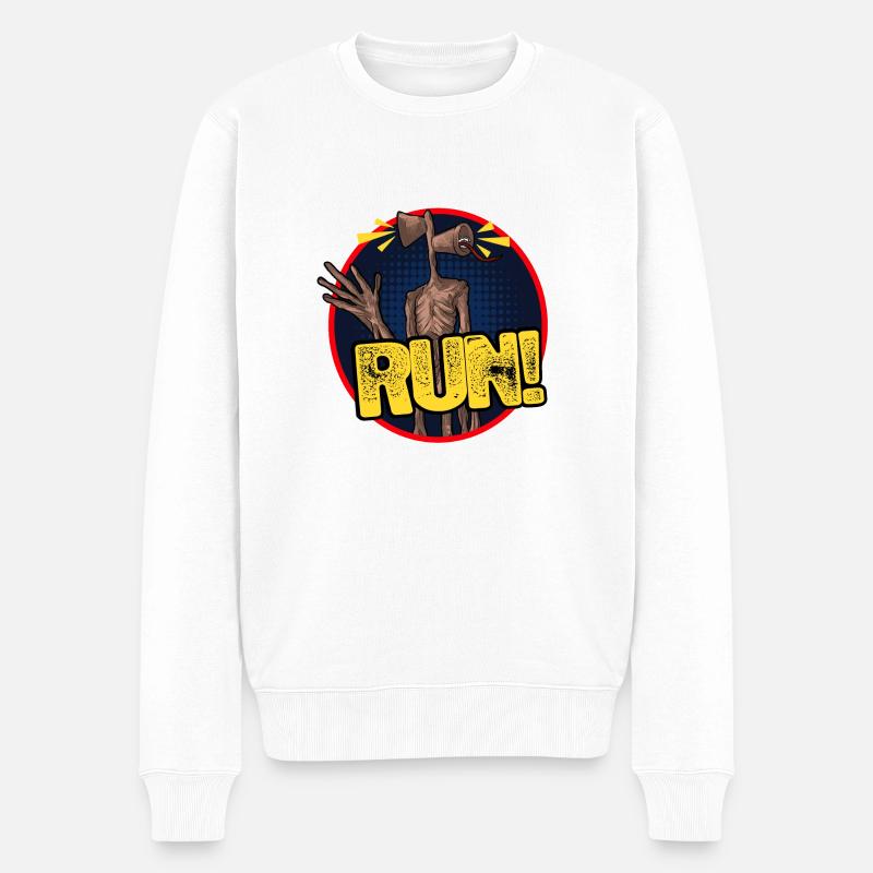 Sirenenkopf! Lauf! - Männer Premium Bio Pullover - Weiß
