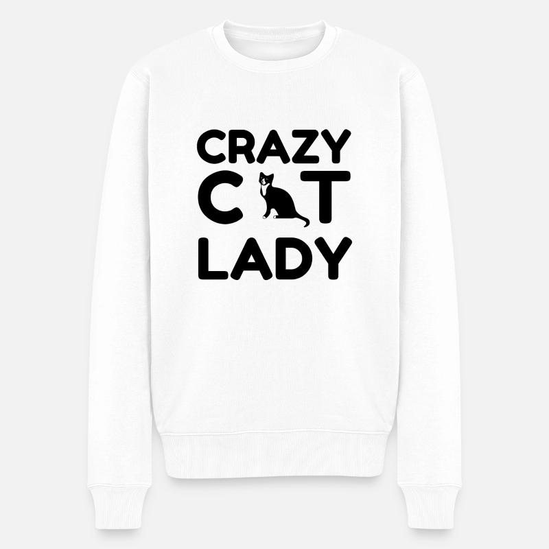 CRAZY CAT LADY - Männer Premium Bio Pullover - Weiß
