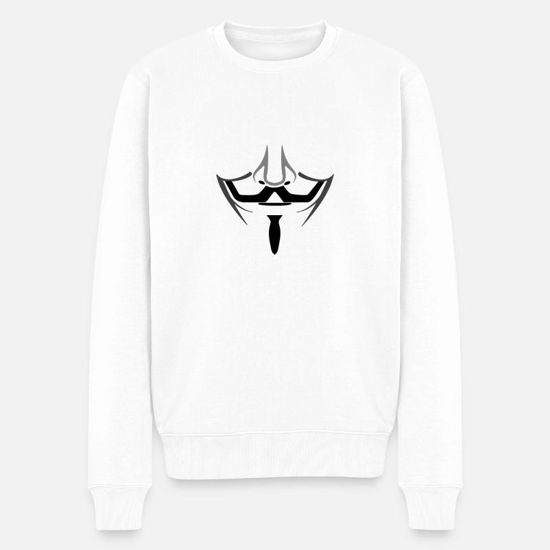 Anonymask, Anonymous, Guy Fawkes, Maske, Mask - Männer Premium Bio Pullover - Weiß