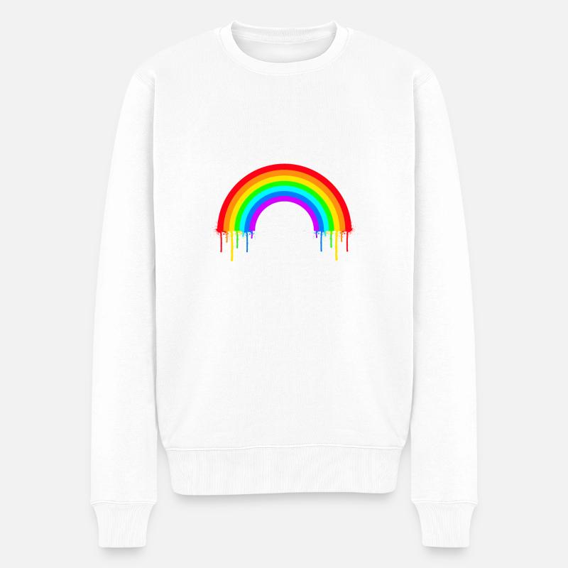 Regenbogen - Männer Premium Bio Pullover - Weiß