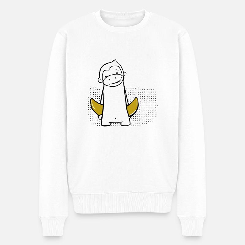 Affe mit Banane - Männer Premium Bio Pullover - Weiß