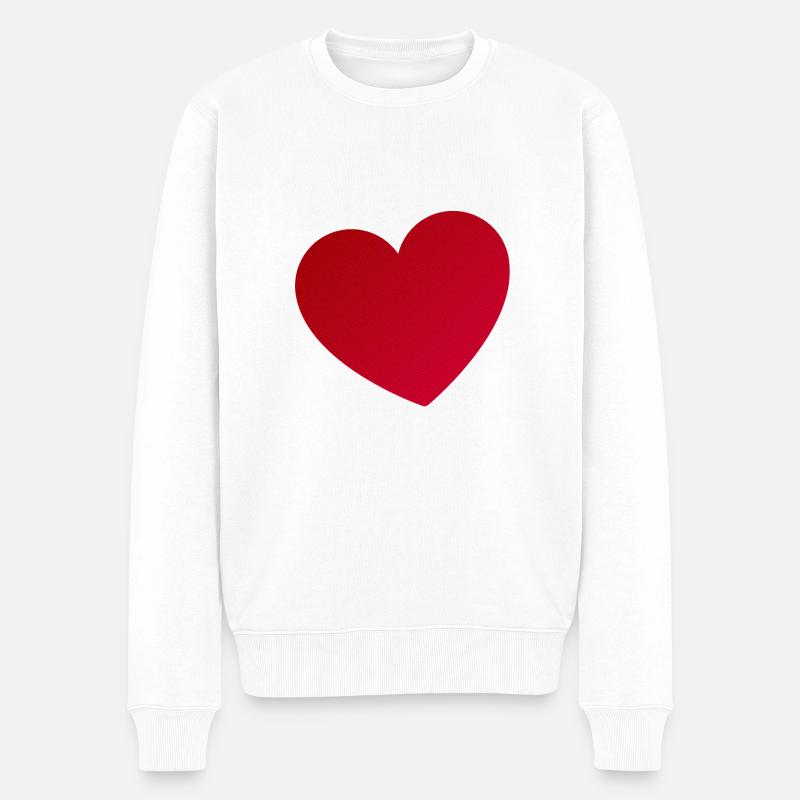 Rotes Herz - Männer Premium Bio Pullover - Weiß