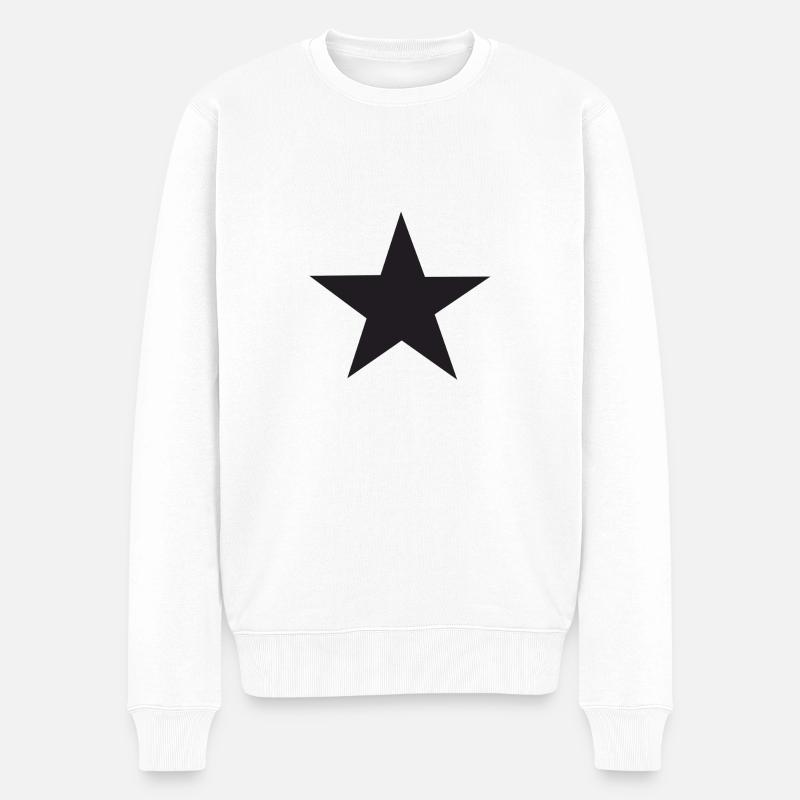 Schwarzer Stern - Männer Premium Bio Pullover - Weiß