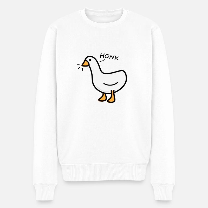 Süße Gans - Männer Premium Bio Pullover - Weiß
