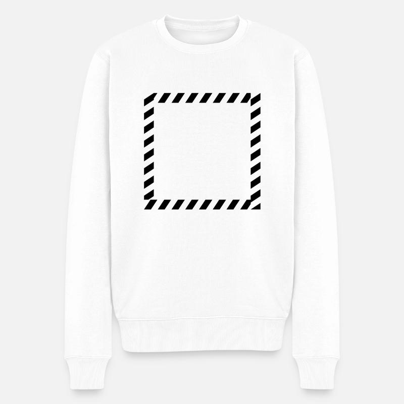 Schild Rahmen Absperrband - Männer Premium Bio Pullover - Weiß